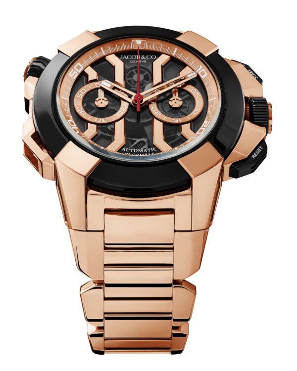 Jacob & Co Epic X Chrono 47mm Rose Gold Bracelet (Black Ceramic Bezel) - Image 3